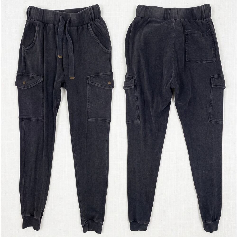 Vintage Havana Small Charcoal Gray Cargo Jogger Pants Ribbed Cotton